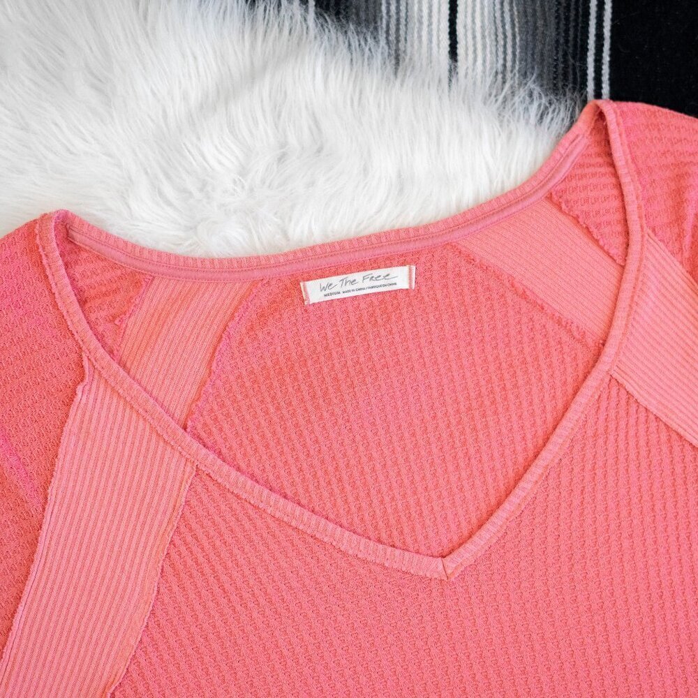 Free People Santa Clara Top Sz M Pink Knit Long Sleeve Oversized Sweatshirt - Picture 4 of 12